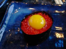 Quail egg nigiri